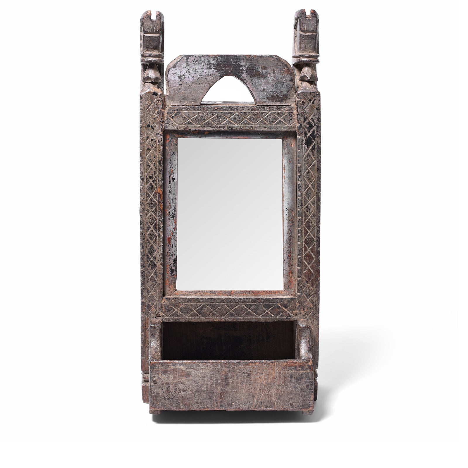 Carved Teak Mirror From The Banswara Tribal Region | Indigo Antiques
