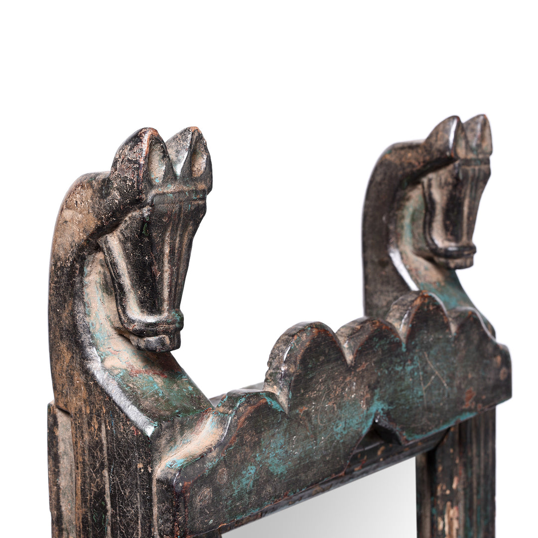 Detail From Antique Carved Teak Mirror From Banswara Region | Indigo Antiques