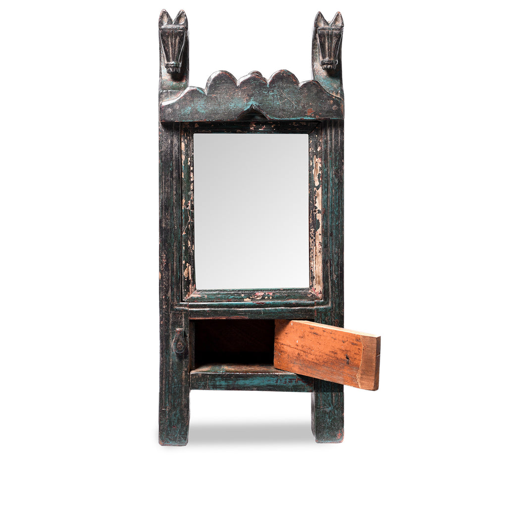 Carved Teak Mirror From Banswara Tribal Region - 19th Century