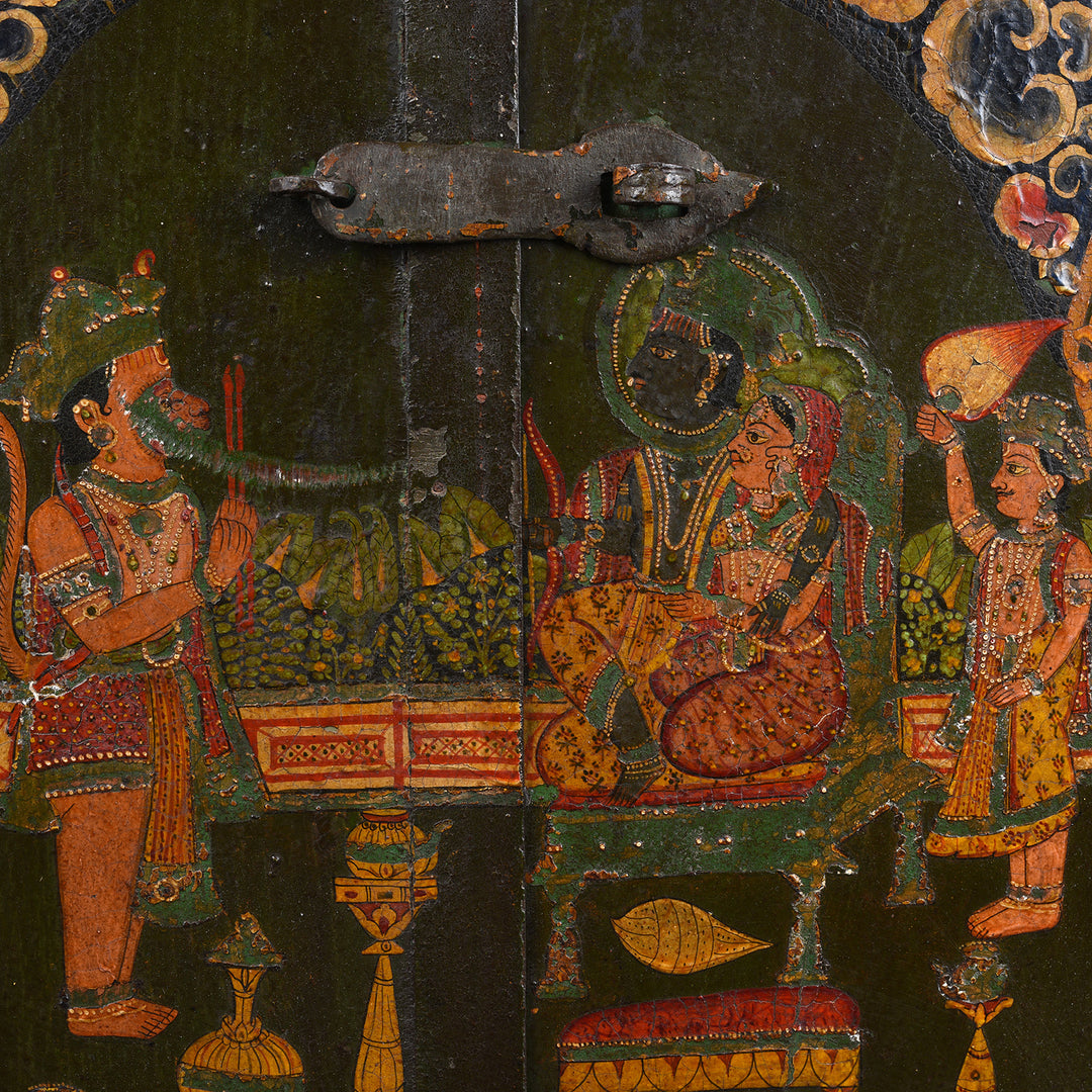 Detail From Antique Painted Hanuman Shutter From Bikaner | Indigo Antiques