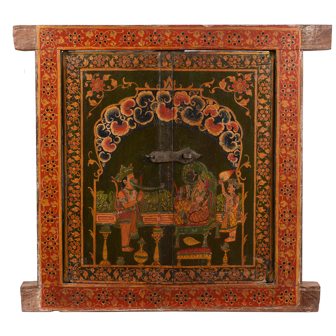 Antique Painted Hanuman Shutter From Bikaner | Indigo Antiques