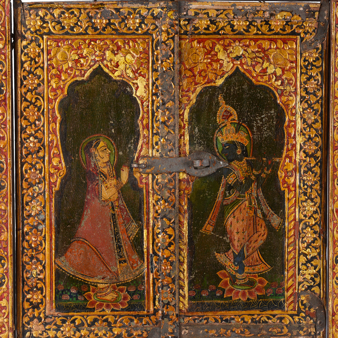 Chandras Radha Krishna Shutter From Bikaner - 19th Century