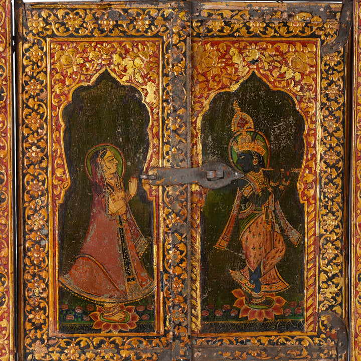 Chandras Radha Krishna Shutter From Bikaner - 19th Century