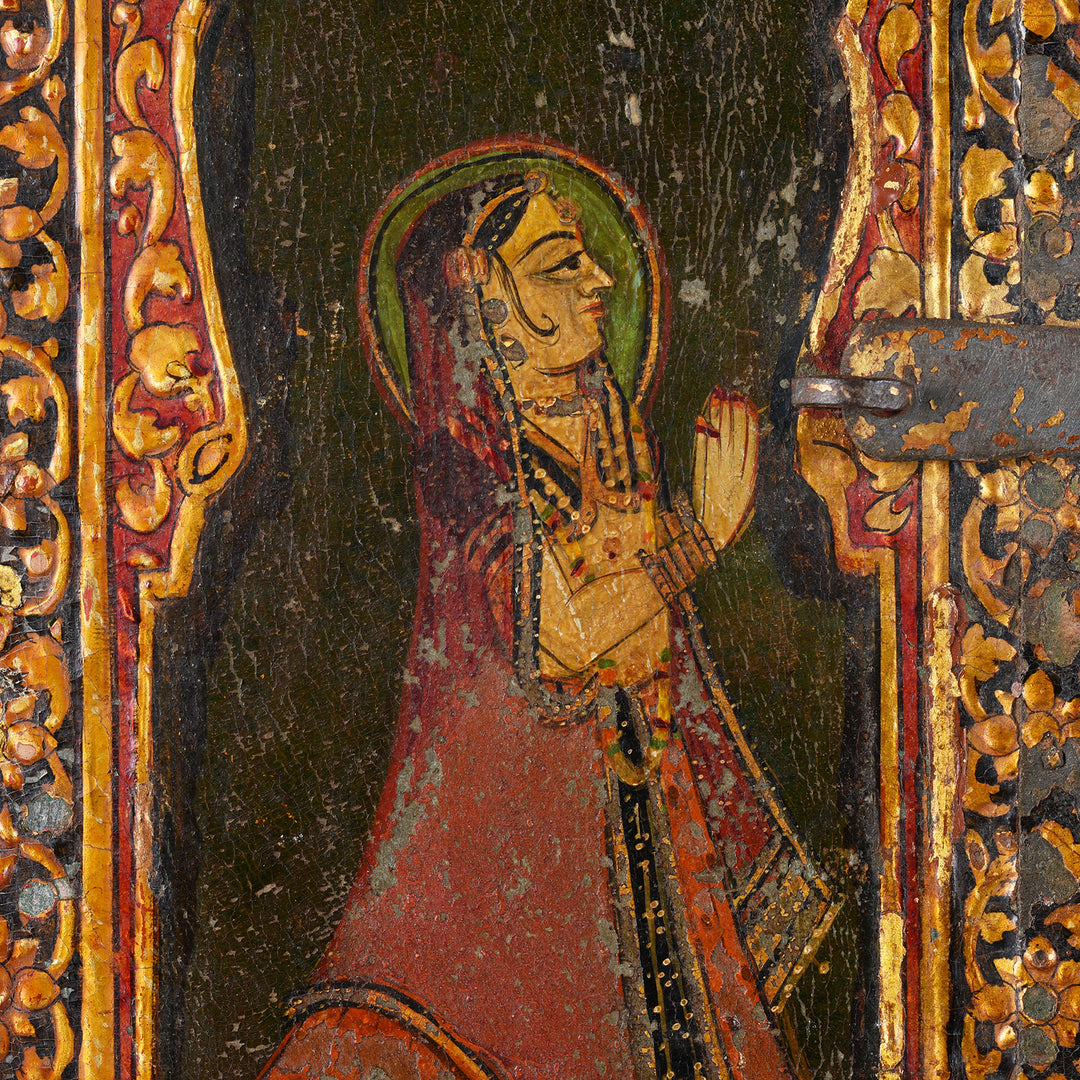 Radha Detail From Antique Indian Chandras Radha Krishna Shutter | Indigo Antiques