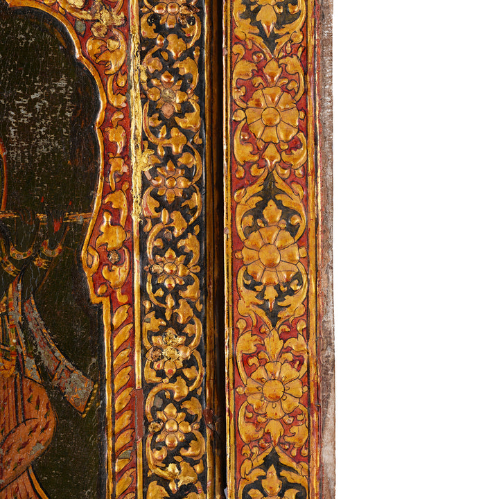 Paintwork Detail From Antique Indian Chandras Radha Krishna Shutter | Indigo Antiques