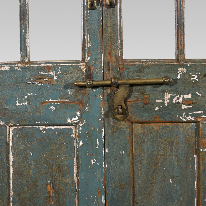 Latch Detail From Painted Indian Glass Panelled Doors From Shimla | Indigo Antiques