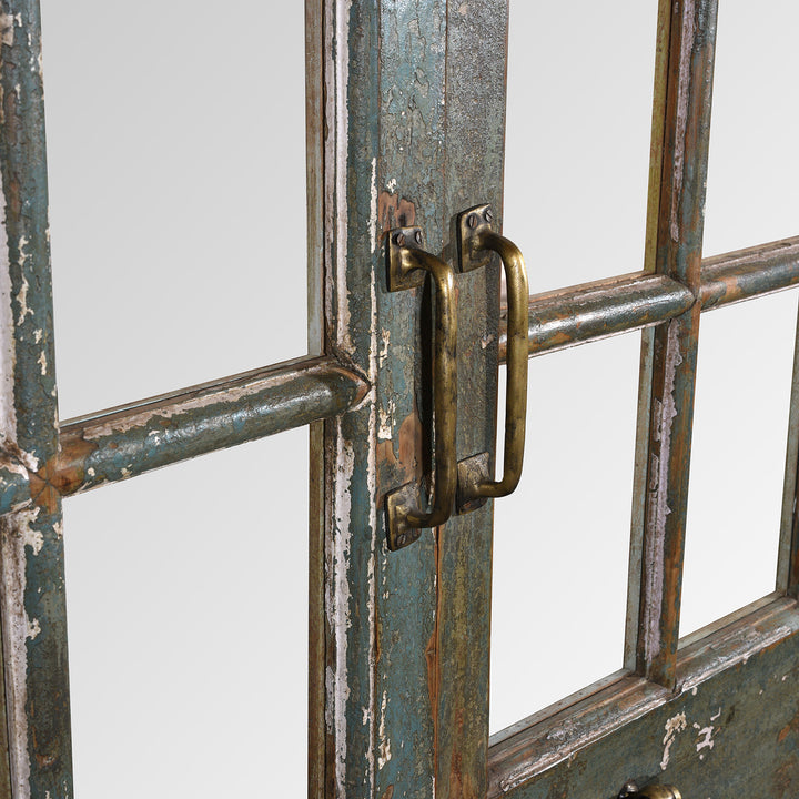 Handle Detail From Painted Indian Glass Panelled Doors From Shimla | Indigo Antiques