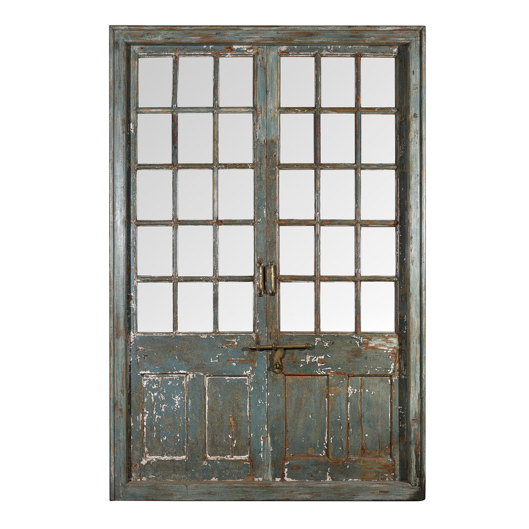 Painted Indian Glass Panelled Doors From Shimla | Indigo Antiques