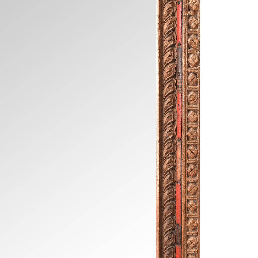 Carving And Beading Detail From Antique Carved Indian Window Mirror From Shekhawati | Indigo Antiques