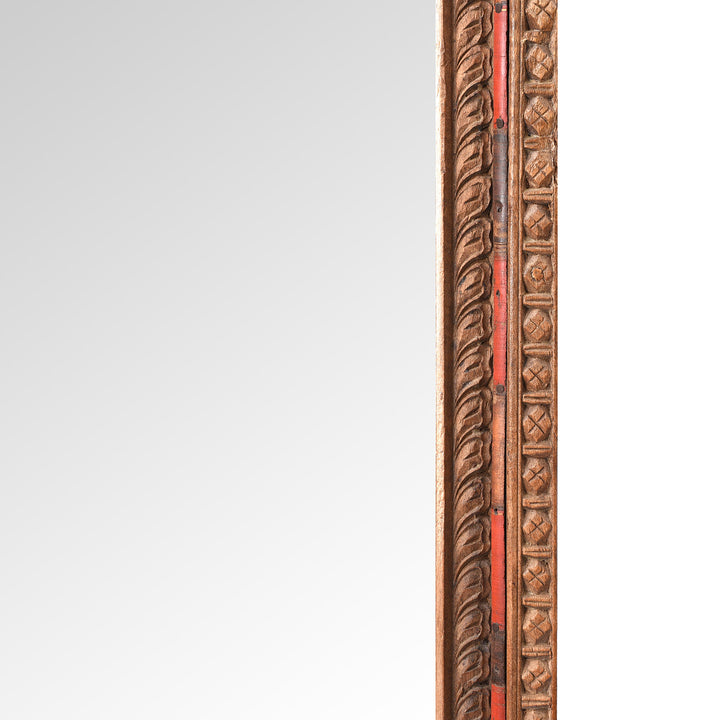 Carving And Beading Detail From Antique Carved Indian Window Mirror From Shekhawati | Indigo Antiques