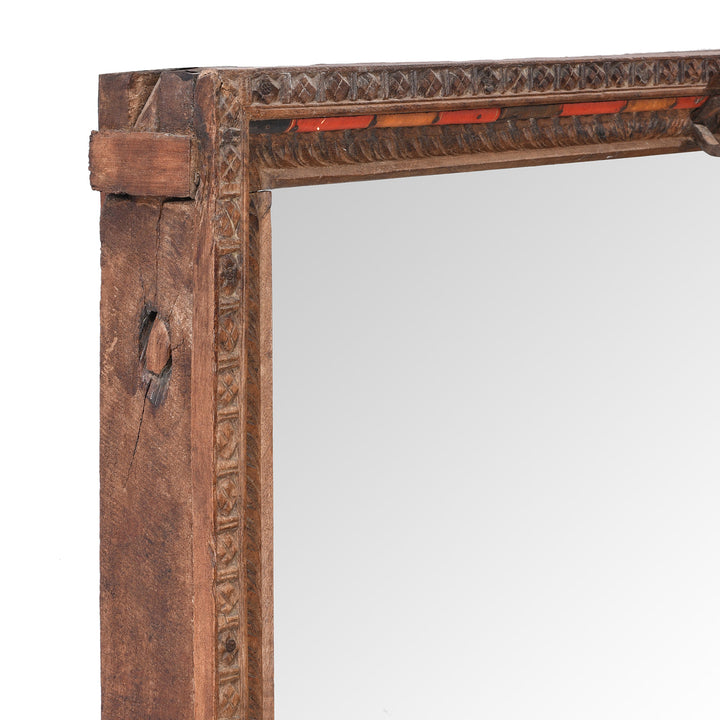 Depth Detail From Antique Carved Indian Window Mirror From Shekhawati | Indigo Antiques