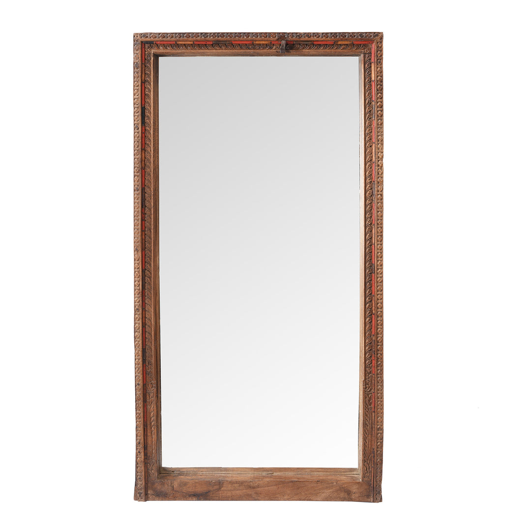 Antique Carved Indian Window Mirror From Shekhawati | Indigo Antiques