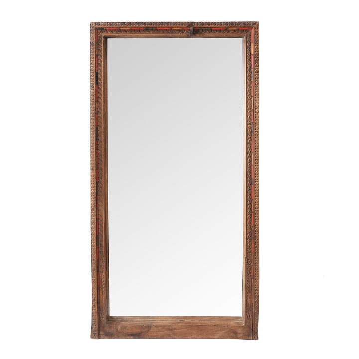 Antique Carved Indian Window Mirror From Shekhawati | Indigo Antiques