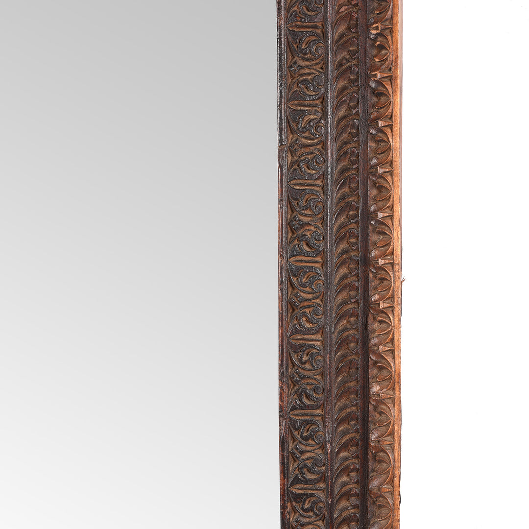 Carved Frame Detail From Antique Carved Indian Window Mirror From Shekhawati | Indigo Antiques