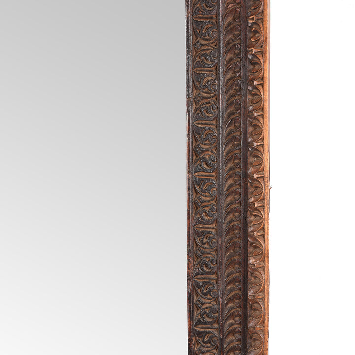 Carved Frame Detail From Antique Carved Indian Window Mirror From Shekhawati | Indigo Antiques