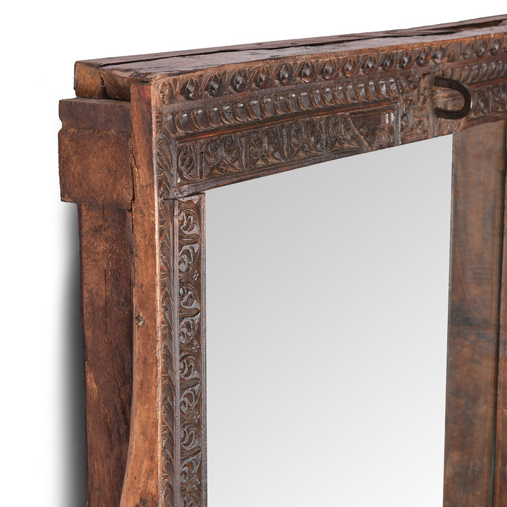 Depth Detail From Antique Carved Indian Window Mirror From Shekhawati | Indigo Antiques