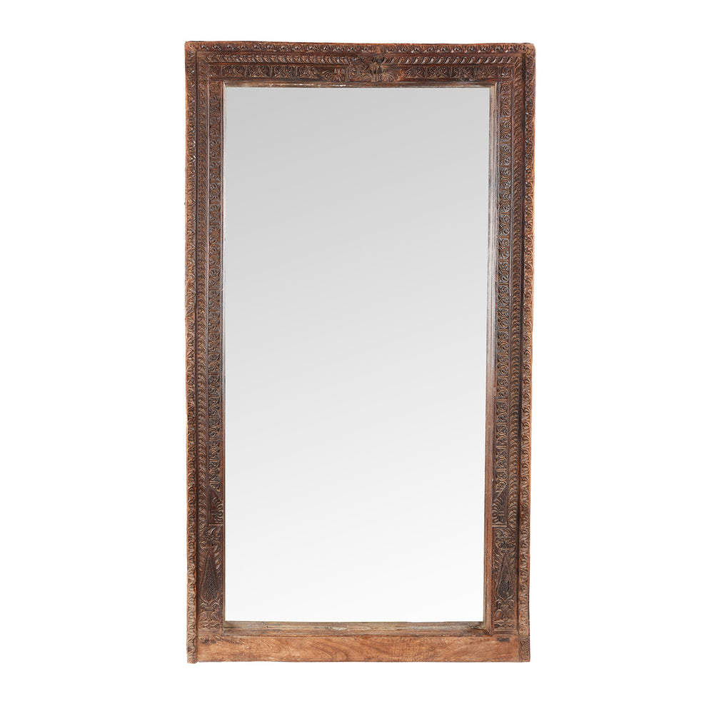 Antique Carved Indian Window Mirror From Shekhawati | Indigo Antiques