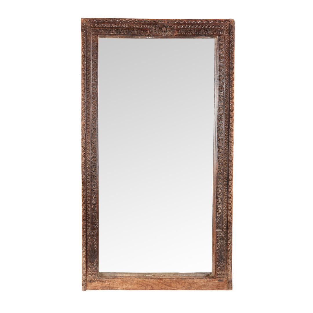 Antique Carved Indian Window Mirror From Shekhawati | Indigo Antiques