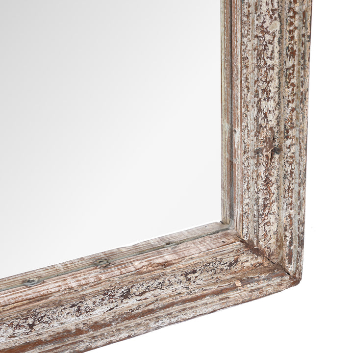 Depth Of Frame Detail From White Painted Mirror Made From Old Architectural Teak | Indigo Antiques