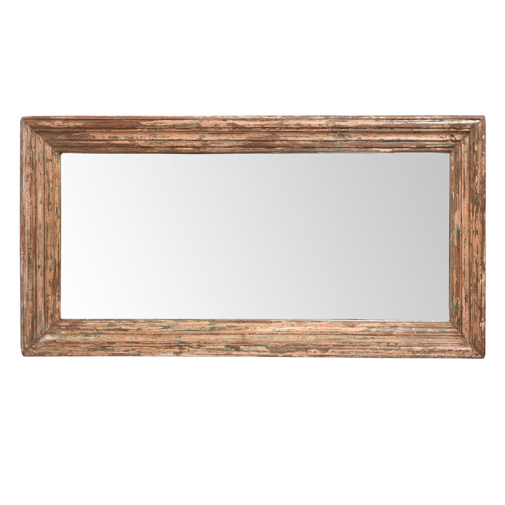 Rustic Pink Painted Mirror Made From Old Architectural Teak  (122 x 62 cm) | Indigo Antiques