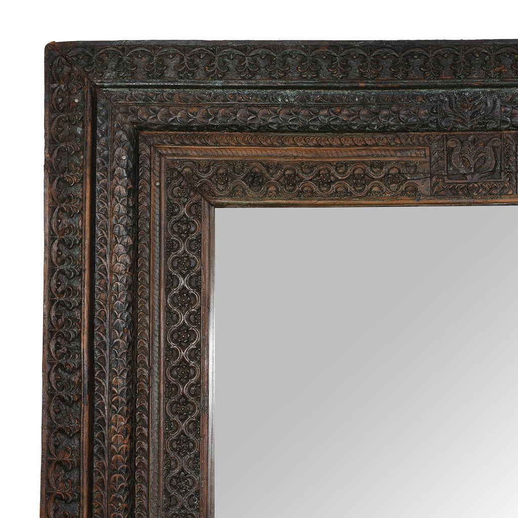 Carved Teak Door Mirror From Andhra Pradesh - 19th Century