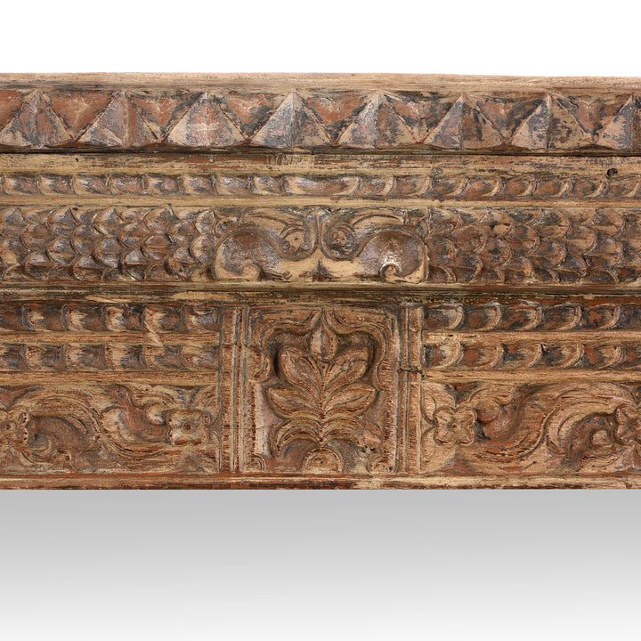 Carving Detail From Antique Carved Teak Door Mirror From Andhra Pradesh - 19th Century | Indigo Antiques