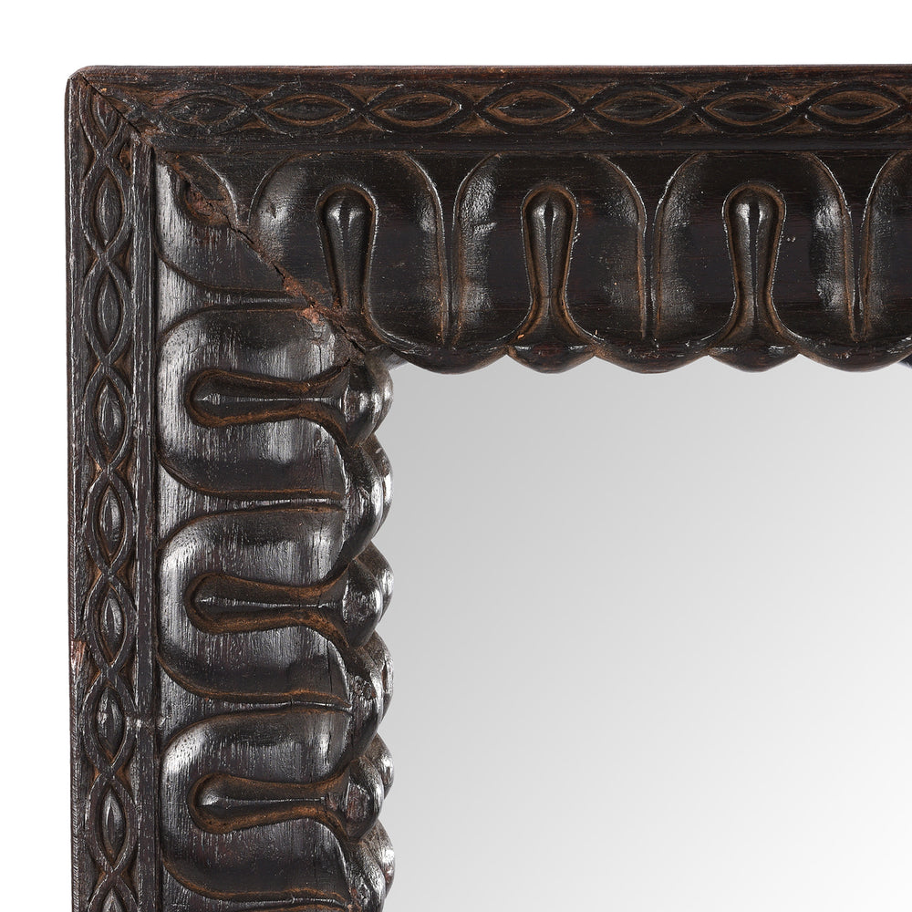 Corner Detail From Old Carved Teak Window Mirror | Indigo Antiques