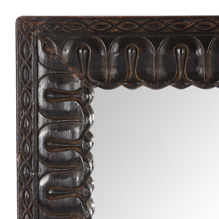 Corner Detail From Old Carved Teak Window Mirror | Indigo Antiques