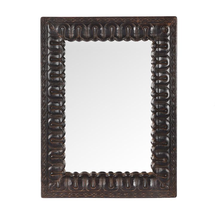 Old Carved Teak Window Mirror | Indigo Antiques