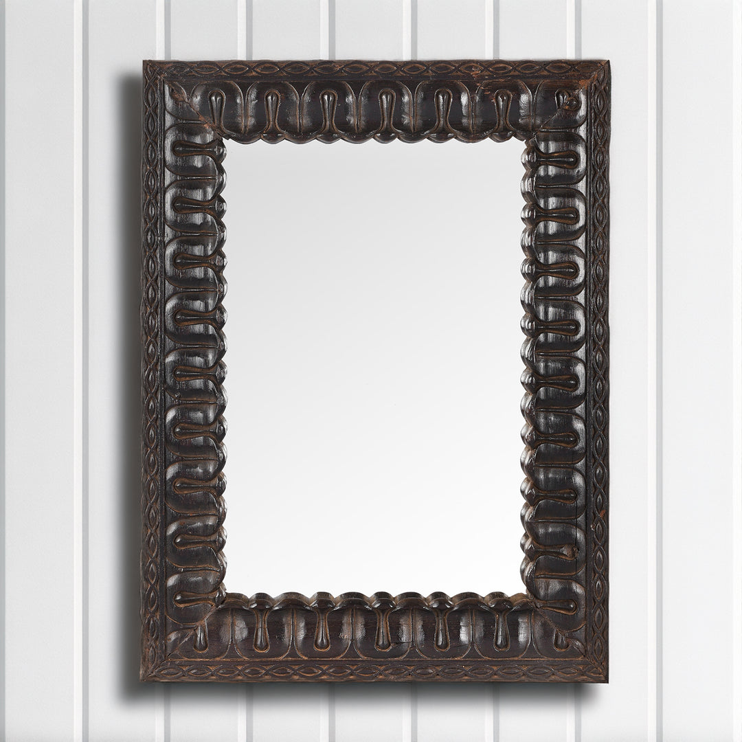 Old Carved Teak Window Mirror | Indigo Antiques