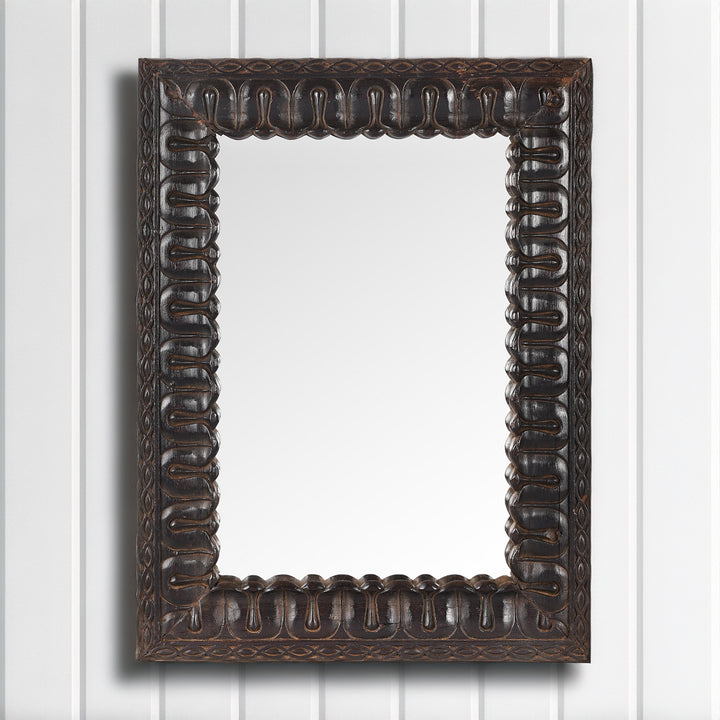 Old Carved Teak Window Mirror | Indigo Antiques