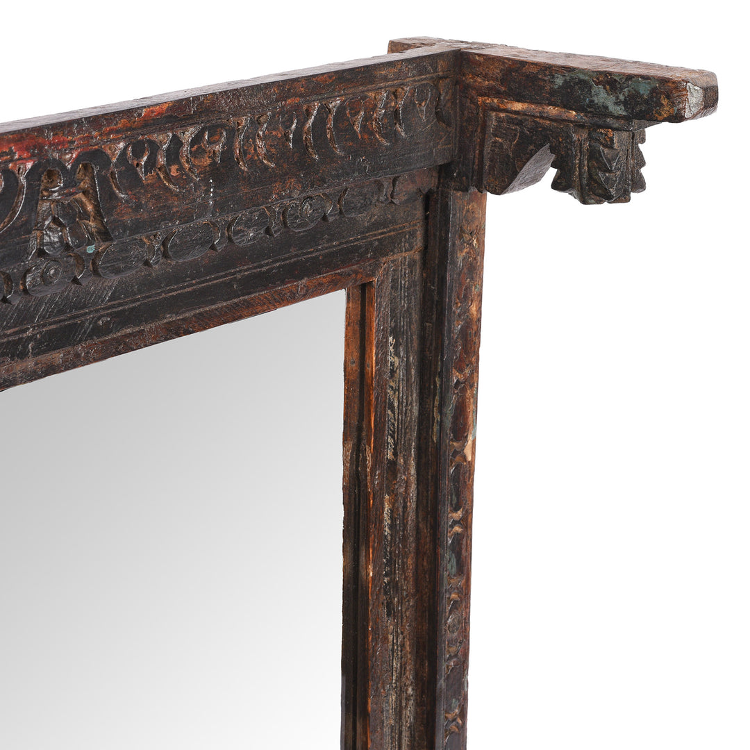 Corner Detail From Indian Window Shutter Mirror From Nagaur | Indigo Antiques