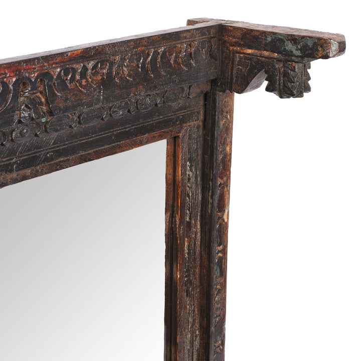 Corner Detail From Indian Window Shutter Mirror From Nagaur | Indigo Antiques