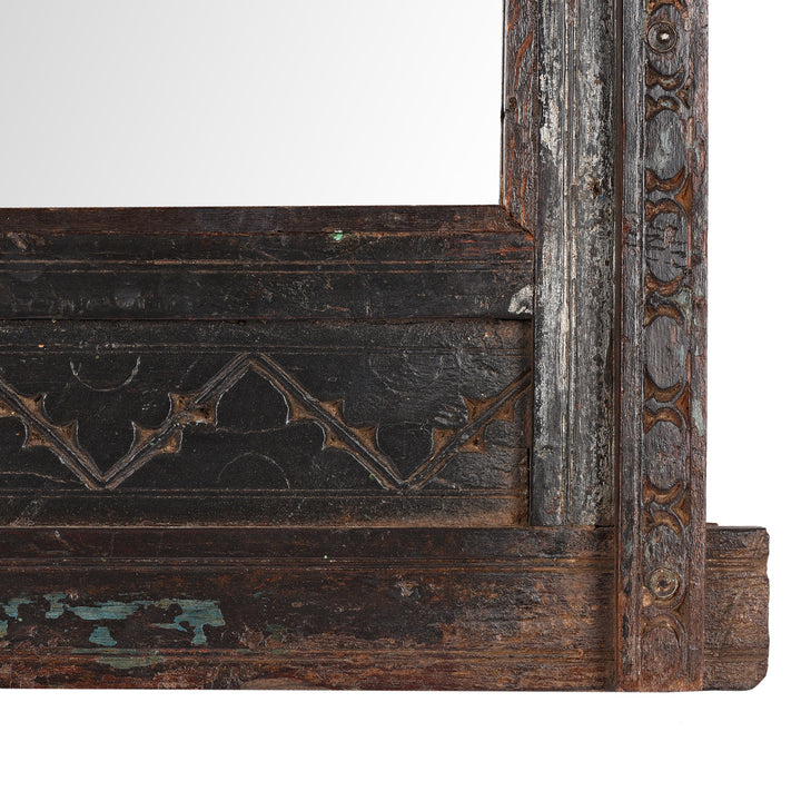 Corner Detail From Indian Window Shutter Mirror From Nagaur | Indigo Antiques