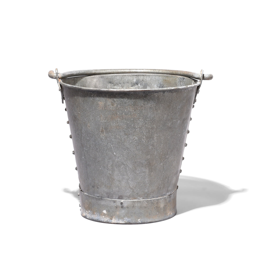 Vintage Galvanized Iron Bucket From Rajasthan | Indigo Antiques