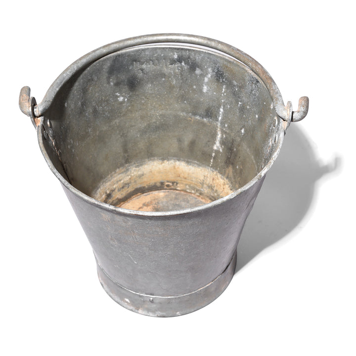 Inteirior Of Vintage Galvanized Iron Bucket From Rajasthan | Indigo Antiques