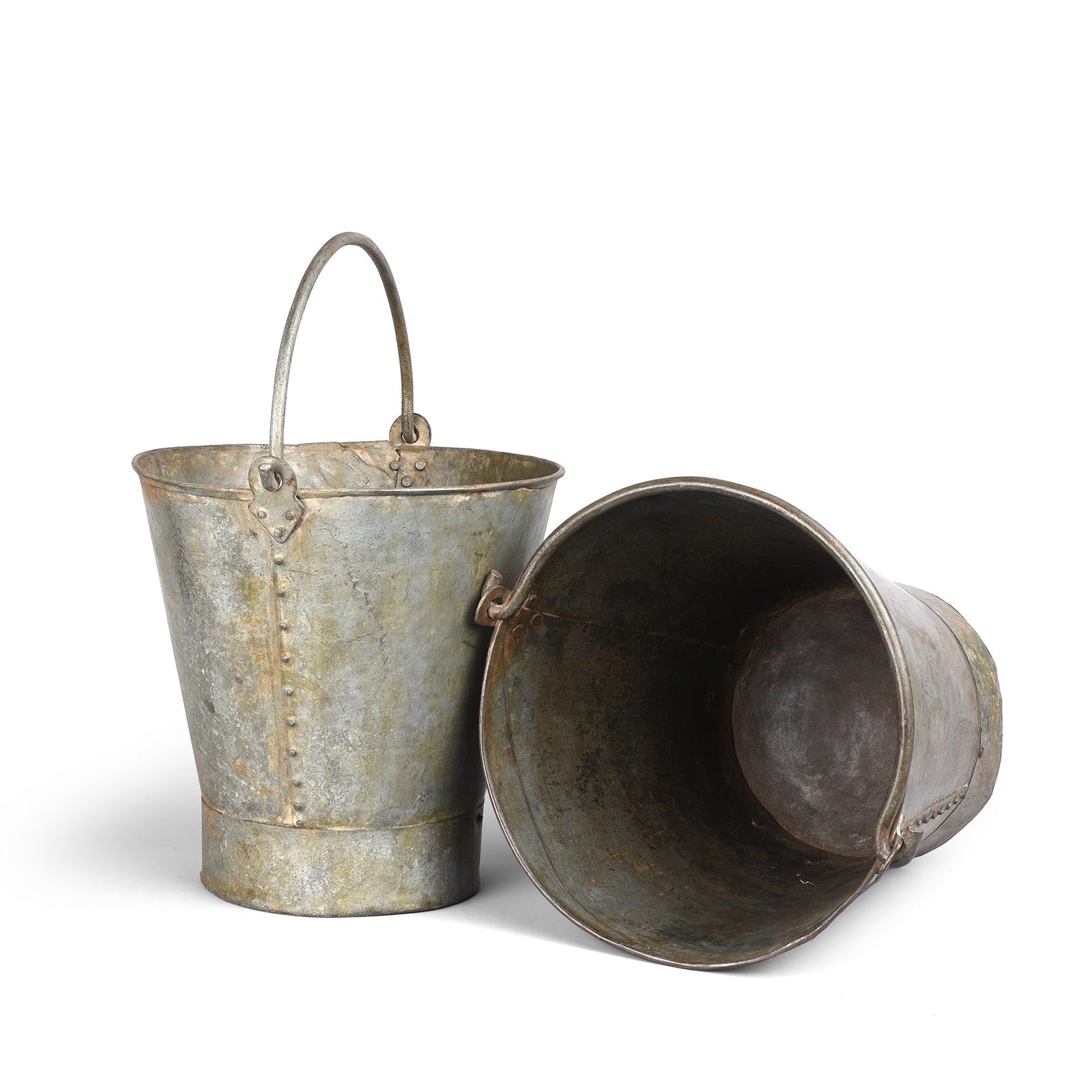 Vintage Galvanized Iron Bucket From Rajasthan For a planter or bin | Indigo Antiques