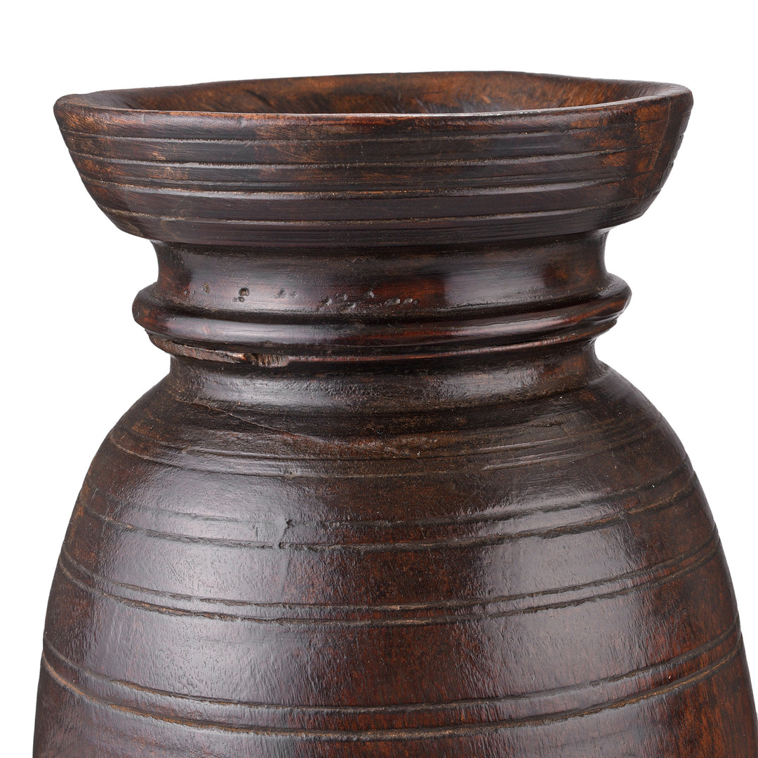 Groves Detail From Old Wooden Milk Pot From Himachal Pradesh | Indigo Antiques