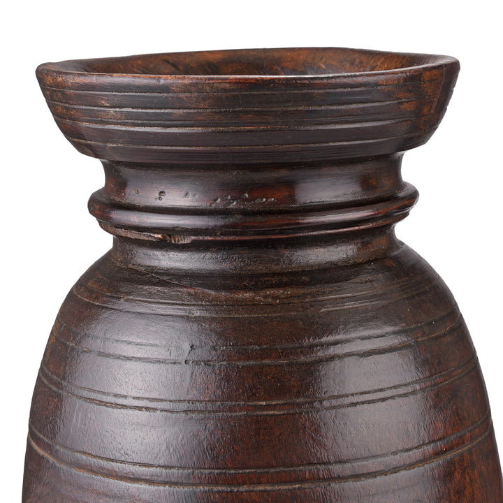 Groves Detail From Old Wooden Milk Pot From Himachal Pradesh | Indigo Antiques