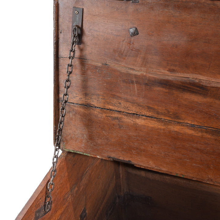 Chain Detail From Antique Indian Dark Painted Brass & Lacquer Chest | Indigo Antiques