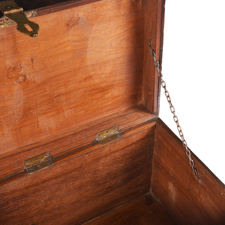 Chain Detail From Antique Brass Bound Teak Military Chest From Rajasthan | Indigo Antiques