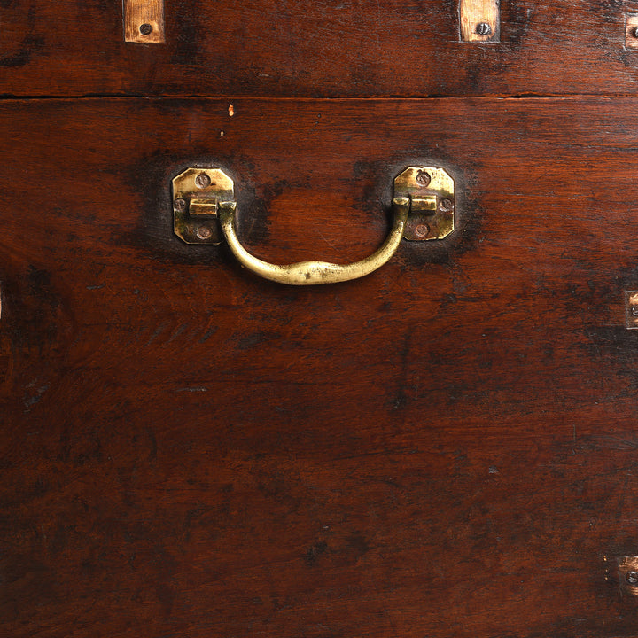 Handle Detail From Antique Brass Bound Teak Military Chest From Rajasthan | Indigo Antiques