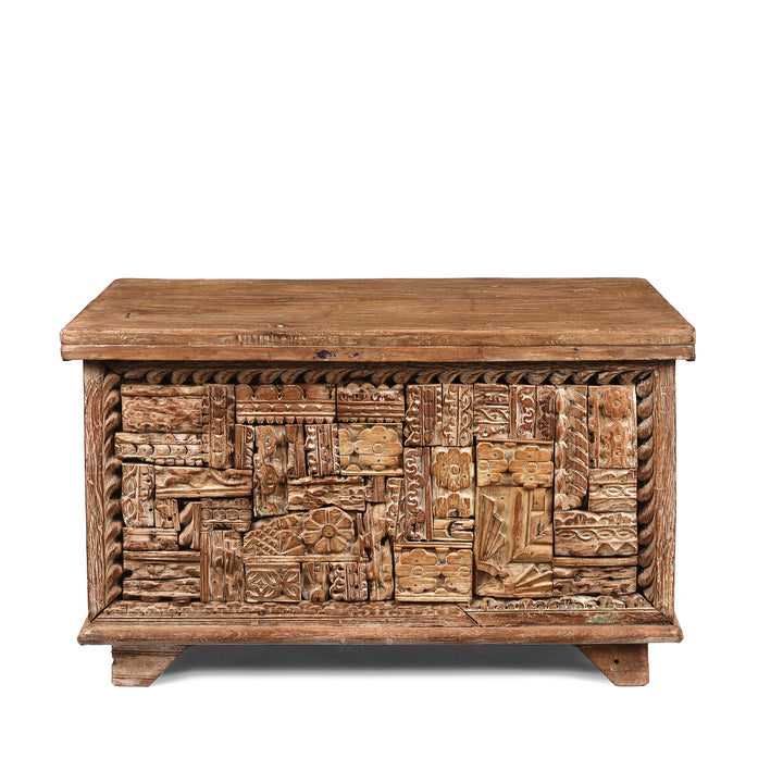 Carved Blanket Chest Made From Reclaimed Painted Teak | Indigo Antiques
