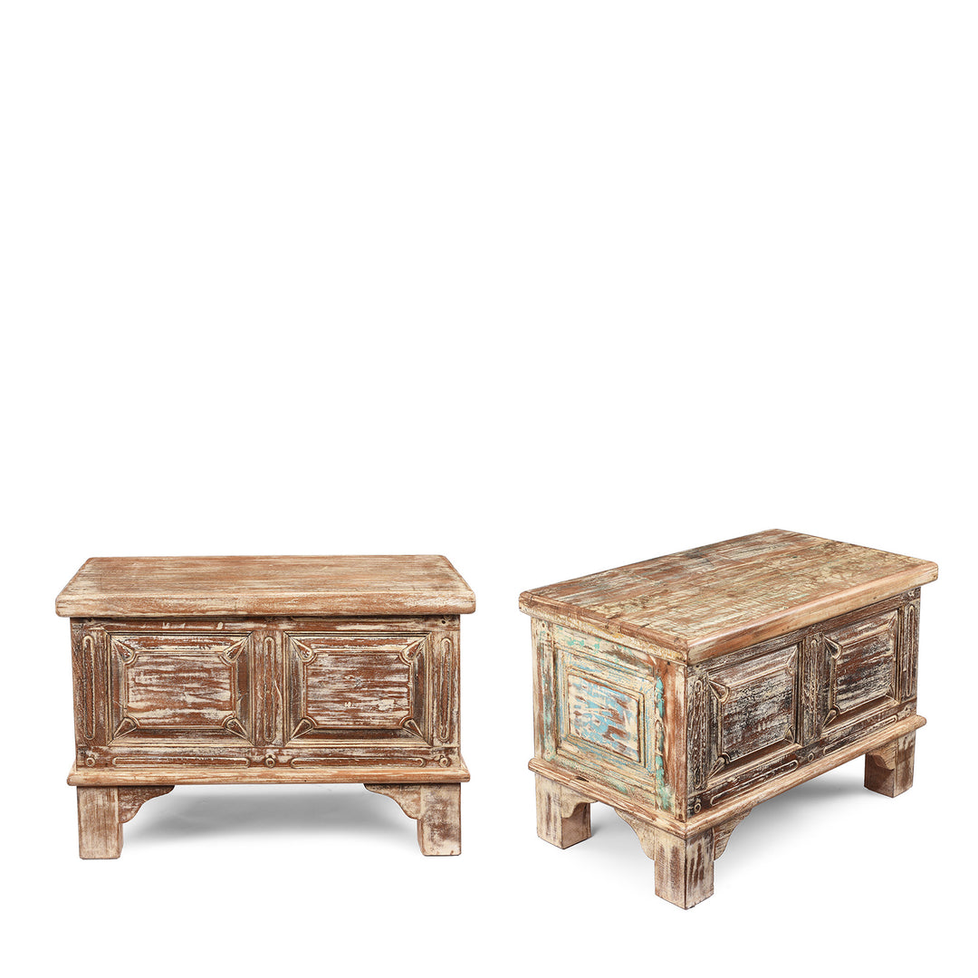 Carved Blanket Chest Made From Reclaimed Painted Teak | Indigo Antiques