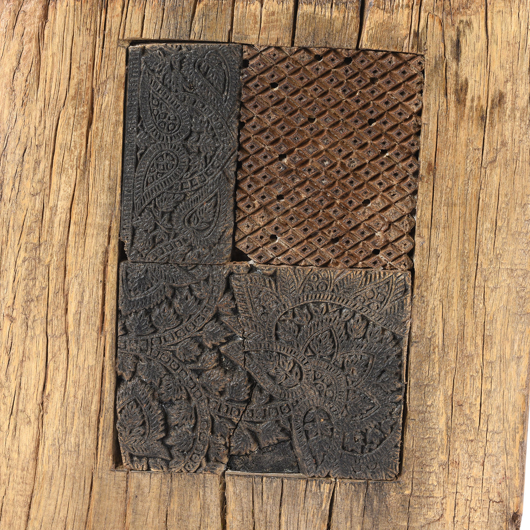 Detail From Option 2 Old Textile Printing Blocks - On a Stand | INDIGO ANTIQUES