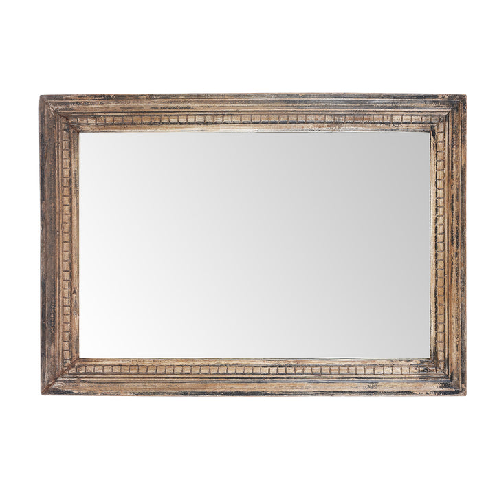 Landscape View Of Antique Rustic Mirror Made From Architectural Teak | Indigo Antiques