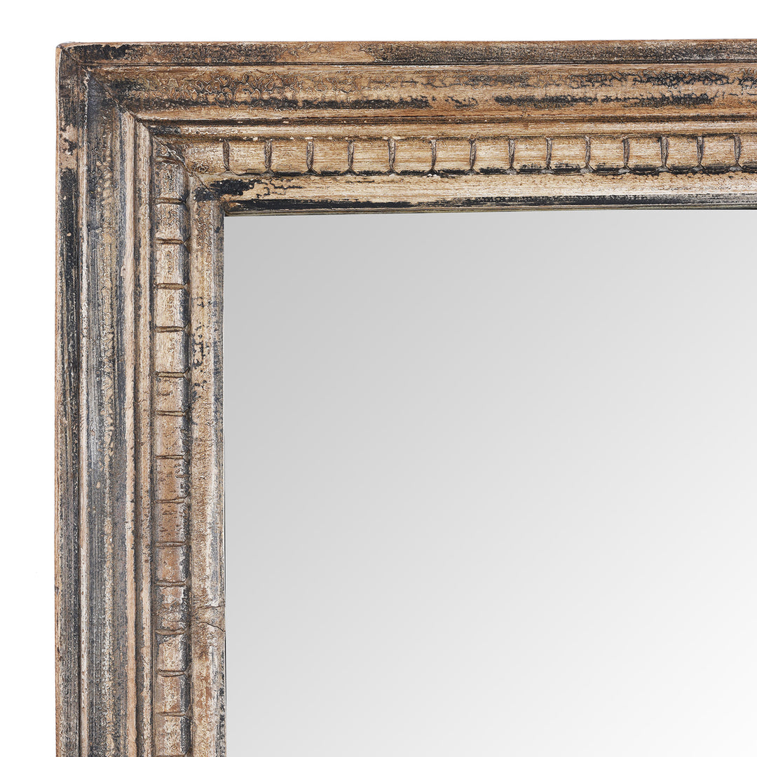 Corner Detail From Antique Rustic Mirror Made From Architectural Teak | Indigo Antiques