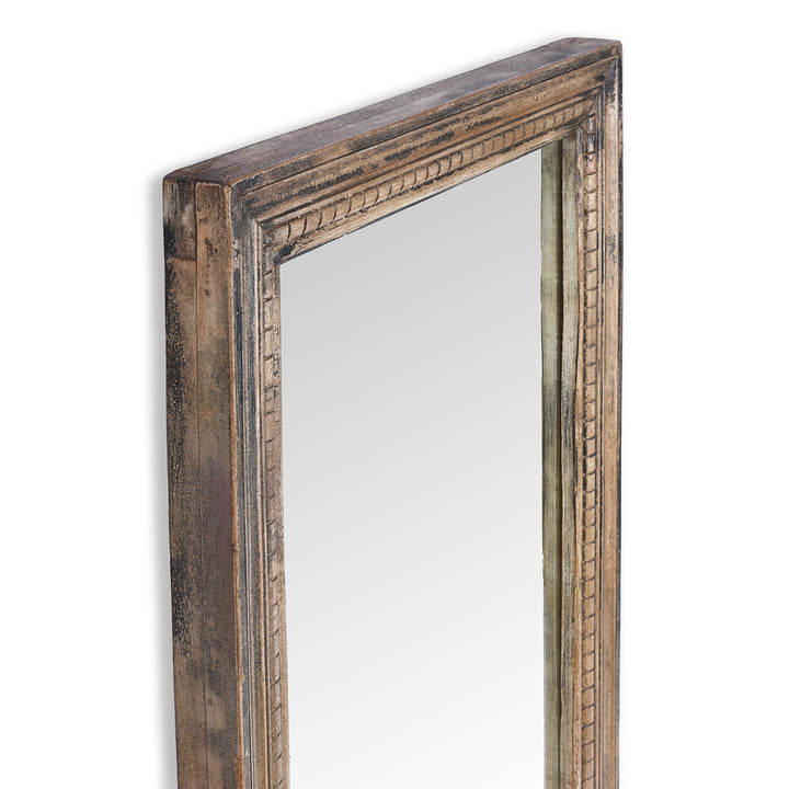 Depth Detail From Antique Rustic Mirror Made From Architectural Teak | Indigo Antiques