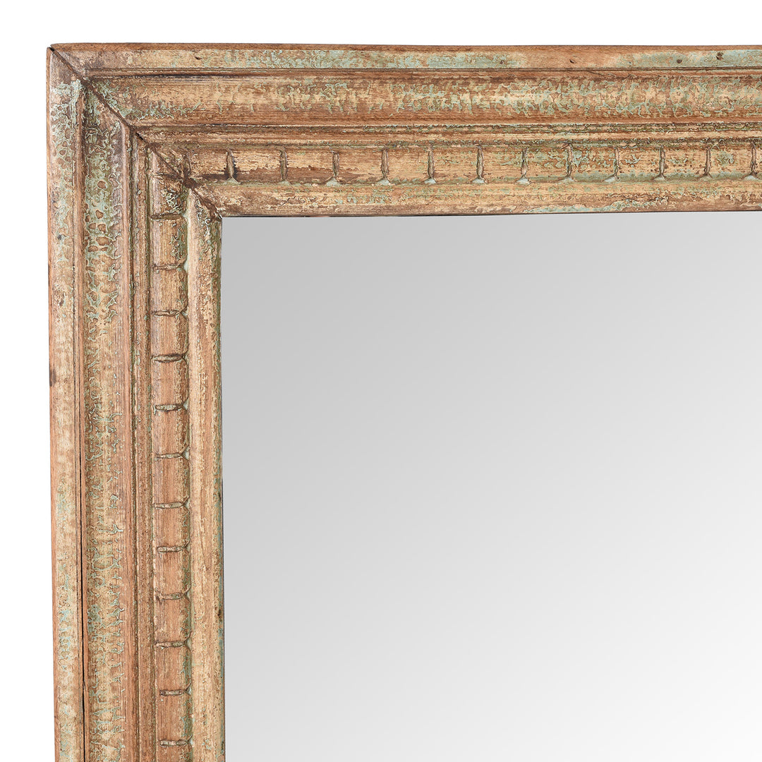 Frame Detail From Rustic Carved Cream Painted Indian Mirror (102 x 71 cm) | Indigo Antiques