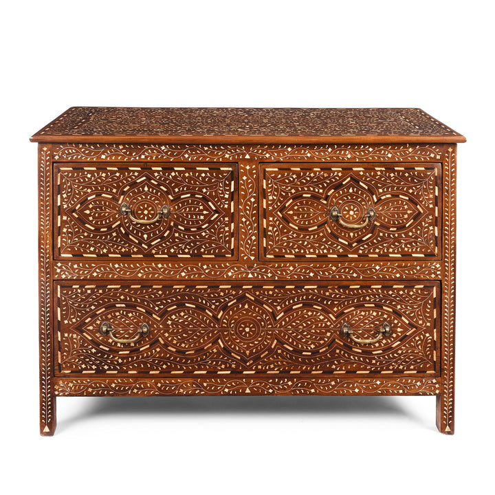 Antique Chest Of Drawers - Teak With Bone Inlay - Ca 1920 | Indigo Antiques